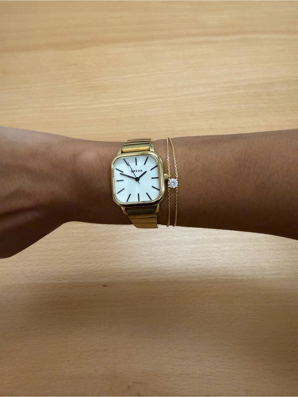 BREDA Gold Square Dial Women's Watch
